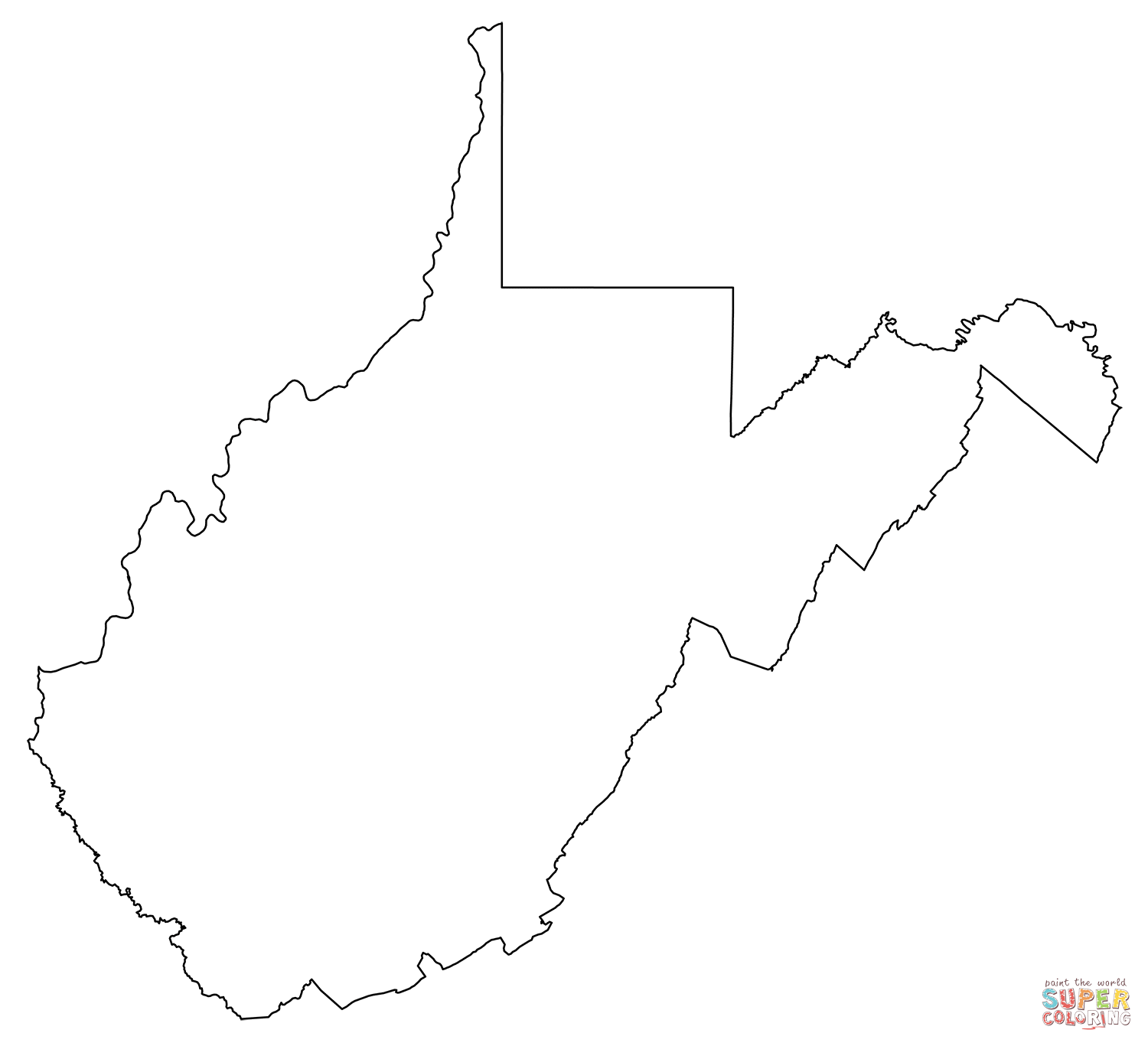 Outline map of west virginia coloring page free printable coloring pages