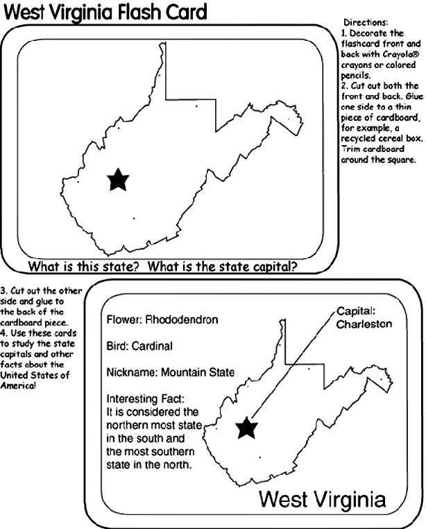 Us state flash cards