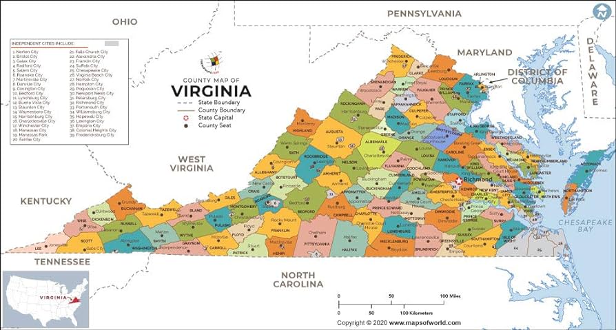 Virginia county map