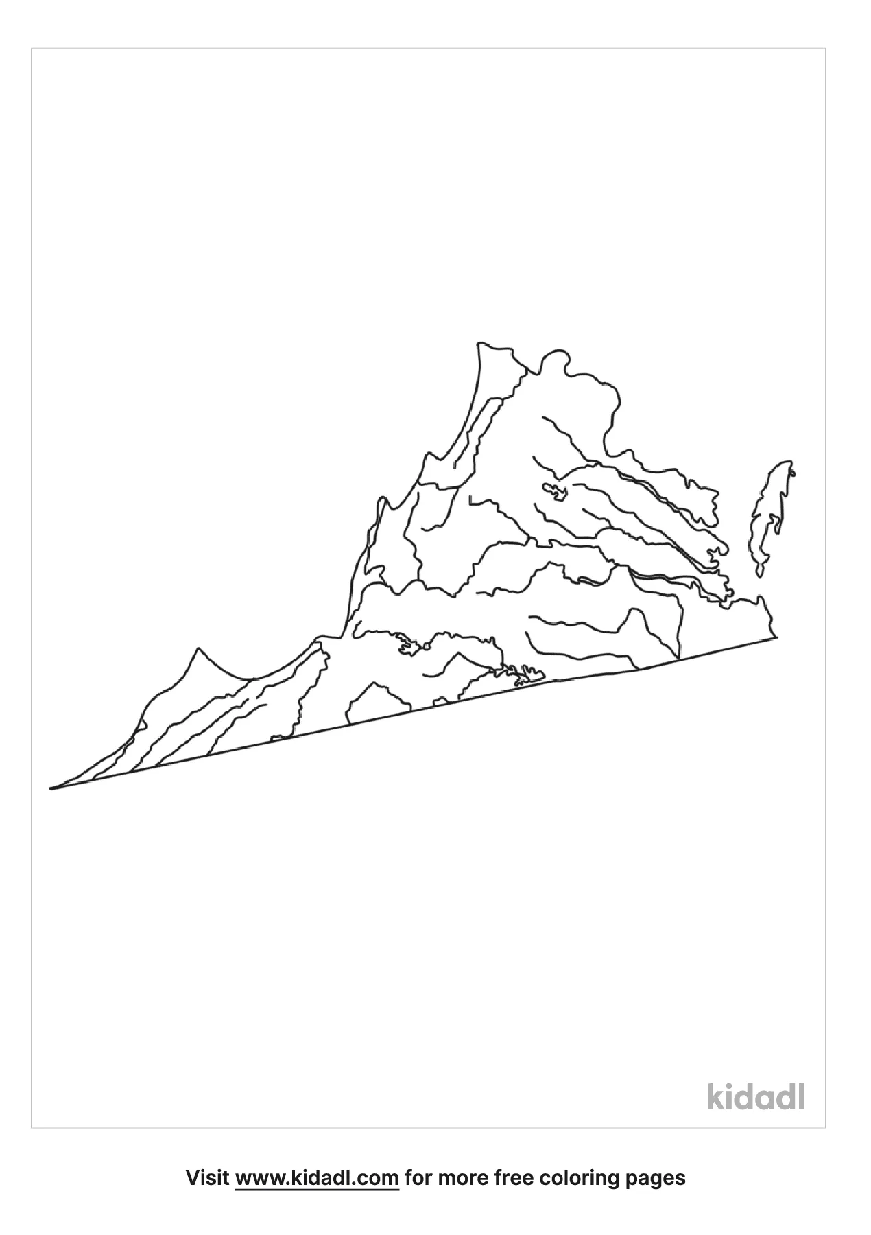 Free virginia state map with rivers coloring page coloring page printables