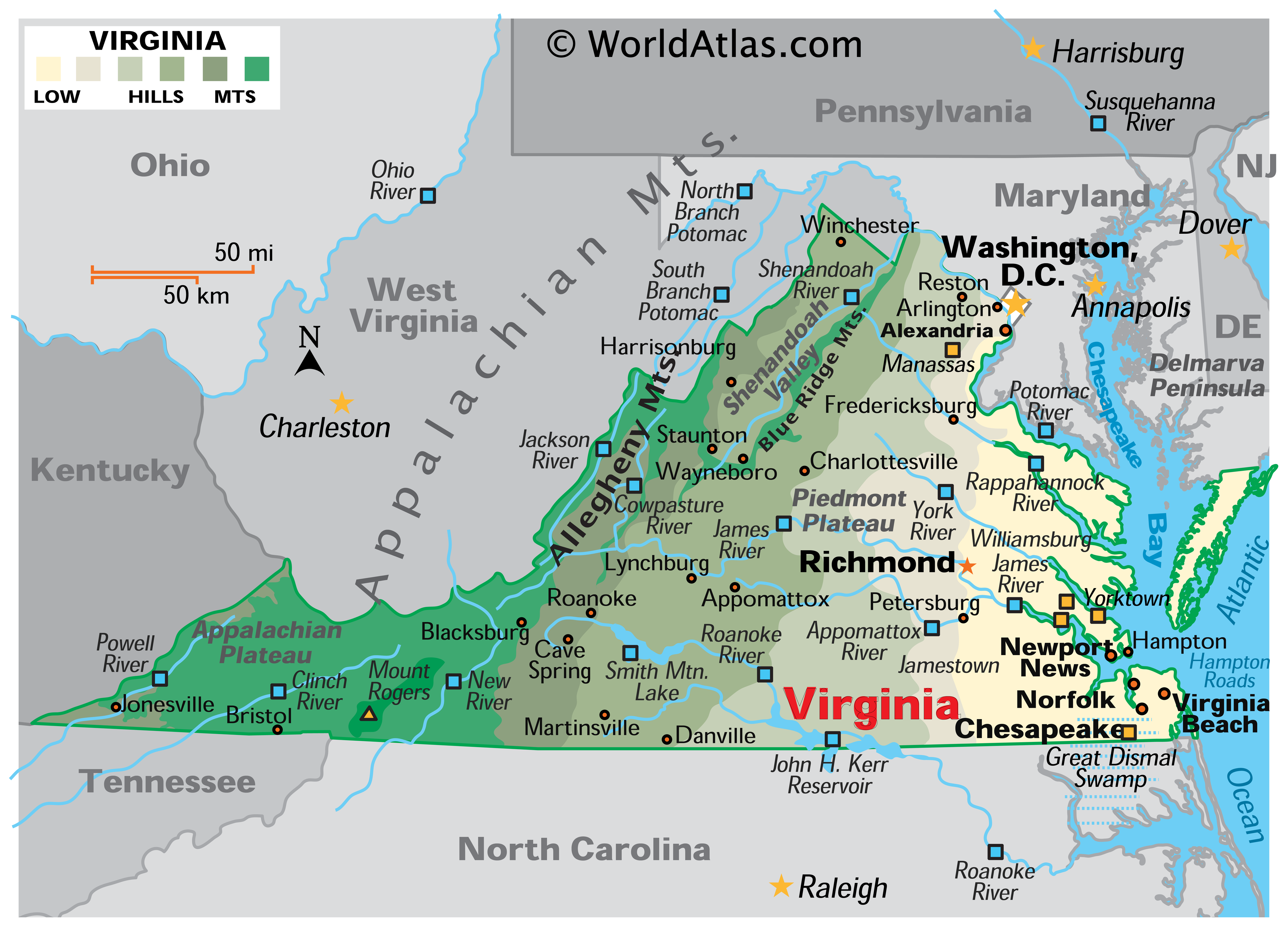 Virginia maps facts