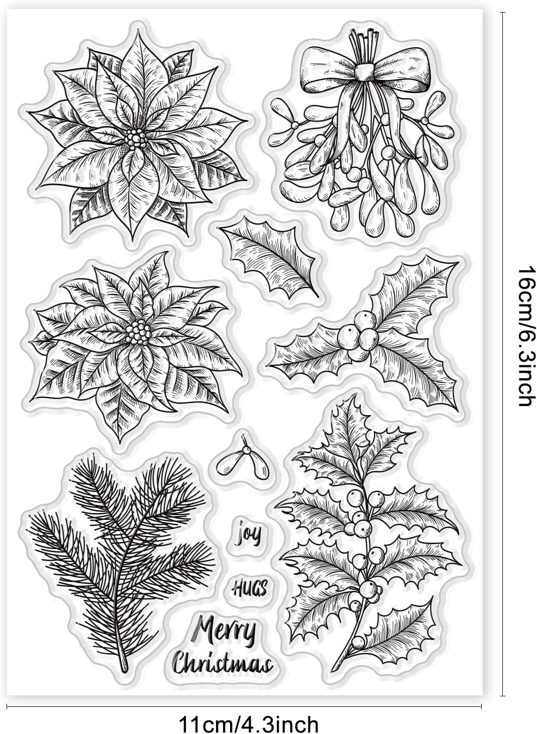 Natal inverno planta selo claro poinsettia visco silicone selo holly pine ramo de borracha para scrapbook jornal artes decoraãão