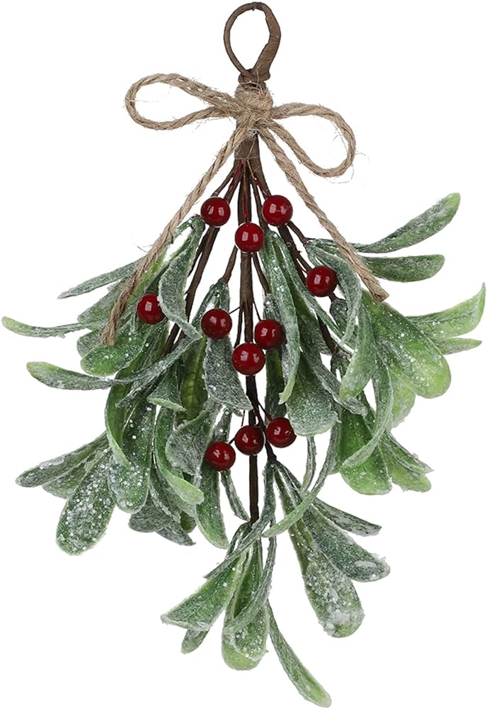 Meumity pcs artificial mistletoe ornament for christmas inch christmas artificial mistletoe pick artificial mistletoe floral pick hanging mistletoe for christmas home decorred home kitchen