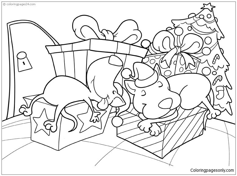 Christmas decorative bell and mistletoe coloring page