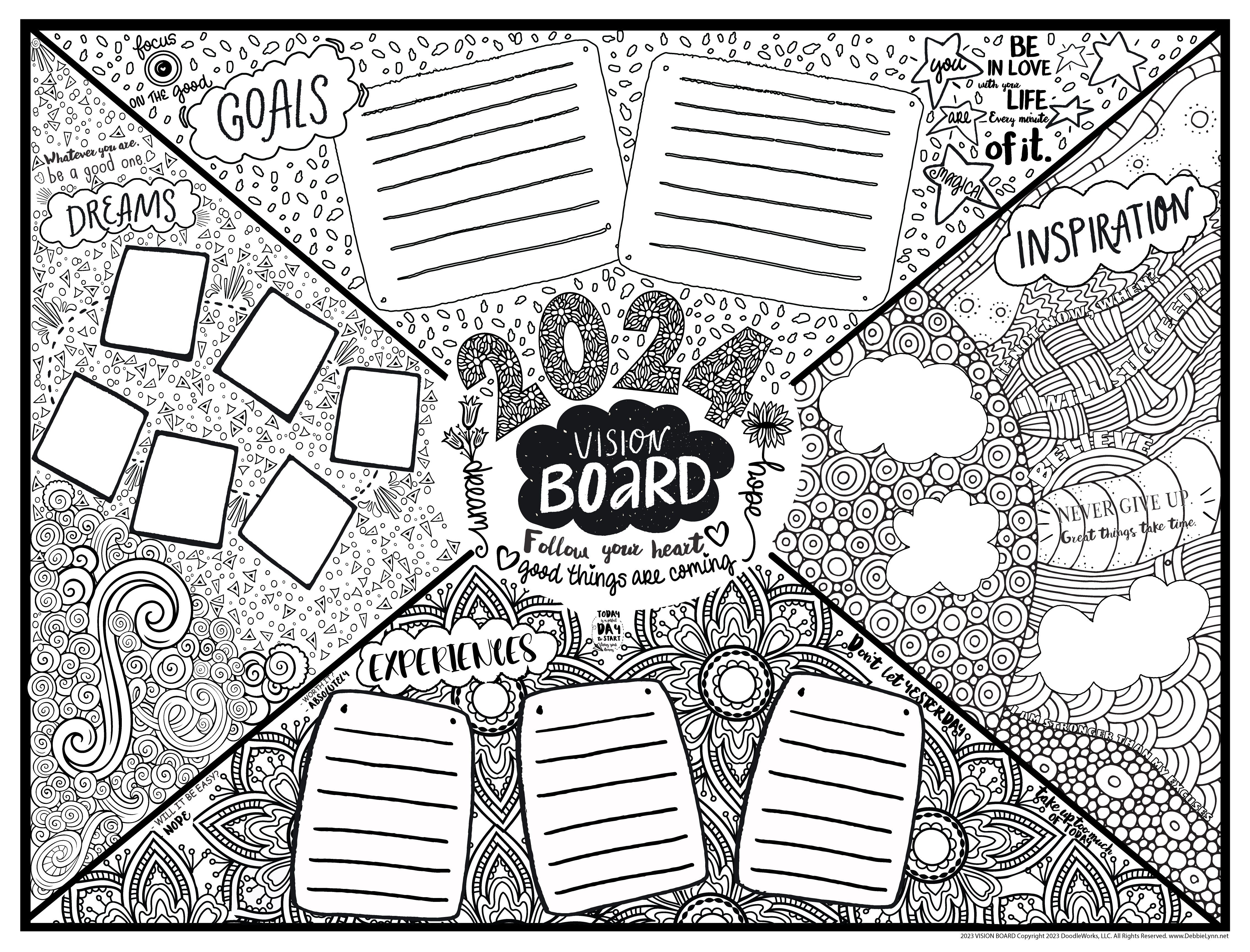 Vision board personalized giant coloring poster x â debbie lynn