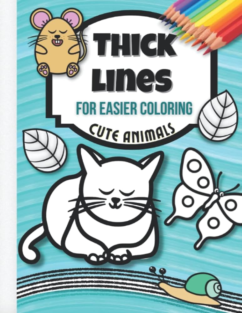 Low vision coloring book for kids seniors and adults thick lines large easy and simple print animals for relaxation michno magdalena books