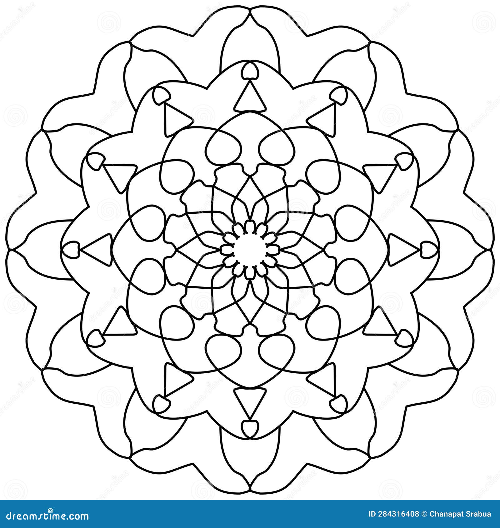 Easy mandala coloring for beginners kids and people with low vision vector illustration stock vector