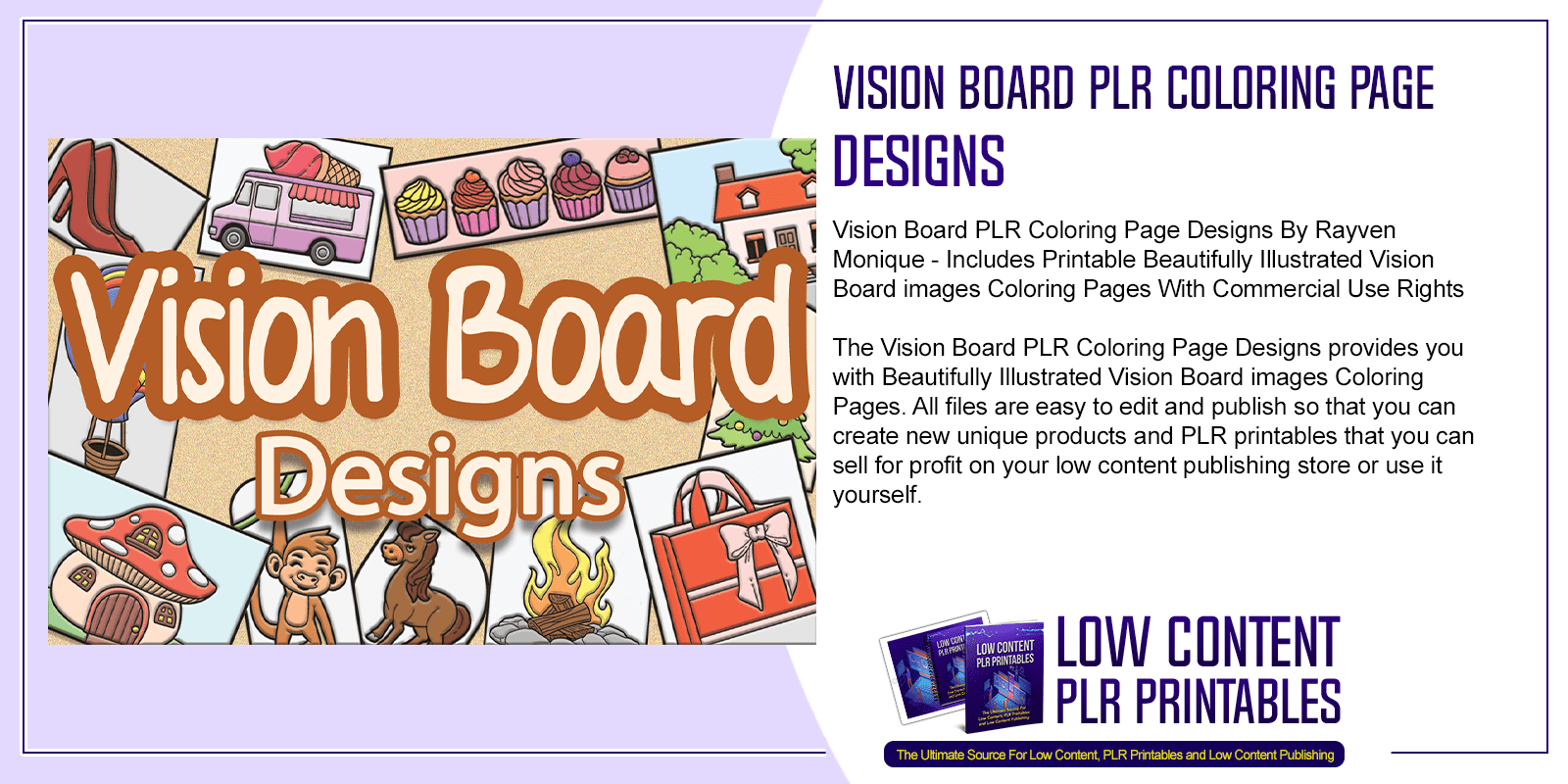 Vision board plr coloring page designs plr coloring printables