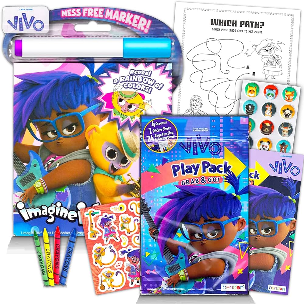 Sony vivo coloring book party favors bundle for kids vivo movie birthday party supplies set for boys and girls with mess