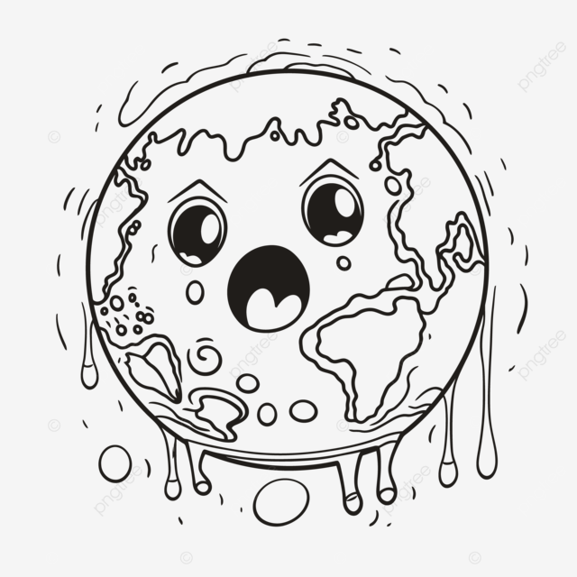 Wereld planeet aarde kleurplaat cartoon tekenen met droevige vuisten omtrek schets vector tekening auto tekening tekenfilmtekening aarde tekening afbeelding png met transparante achtergrond gratis