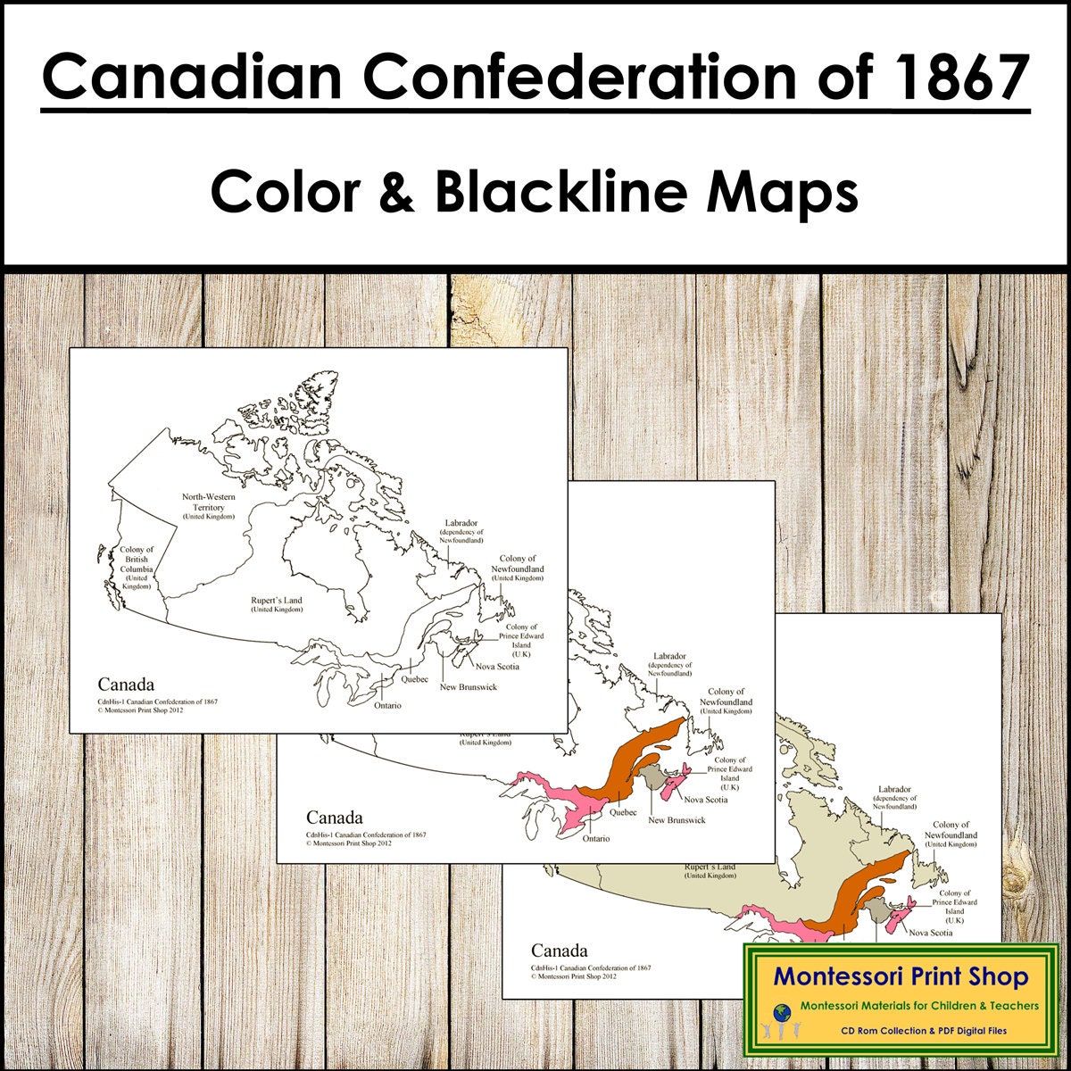 Canadese confederatie van kaarten geografie afdrukbare montessori