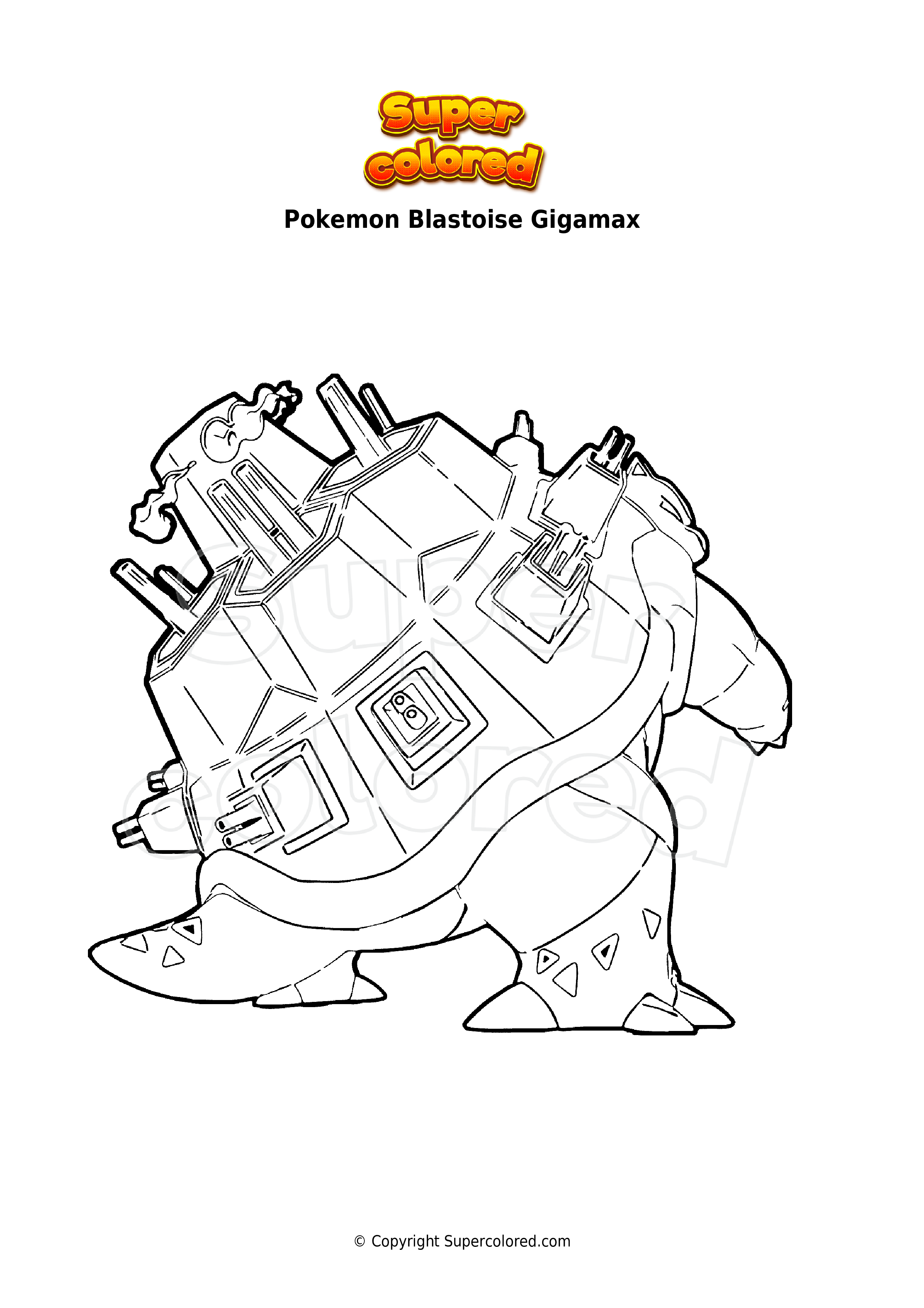 Coloring page pokemon blastoise gigamax