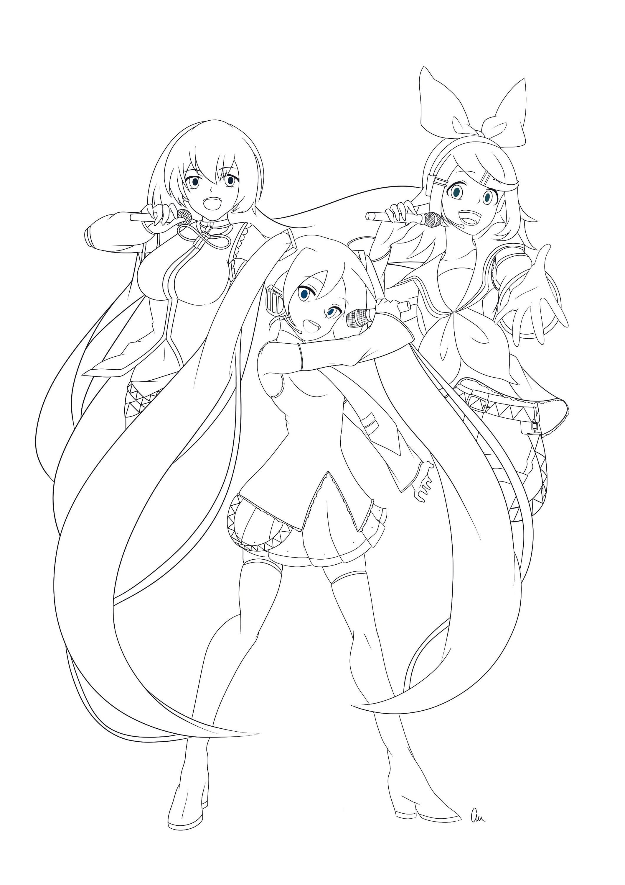 Vocaloid coloring page digital download