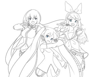 Vocaloid coloring page digital download