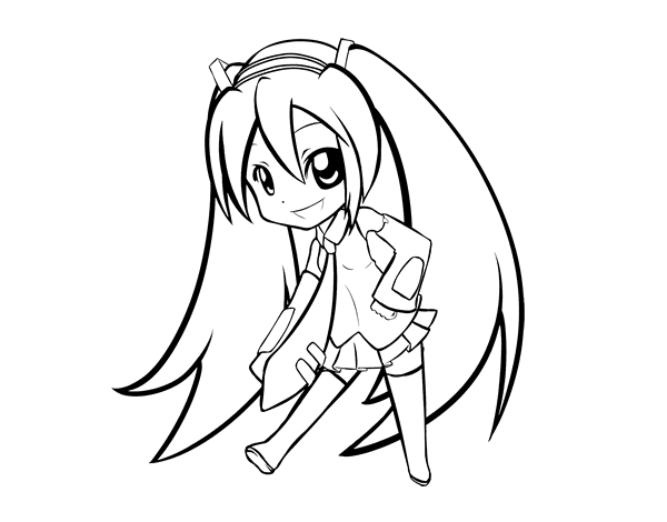 Hatsune vocaloid coloring page