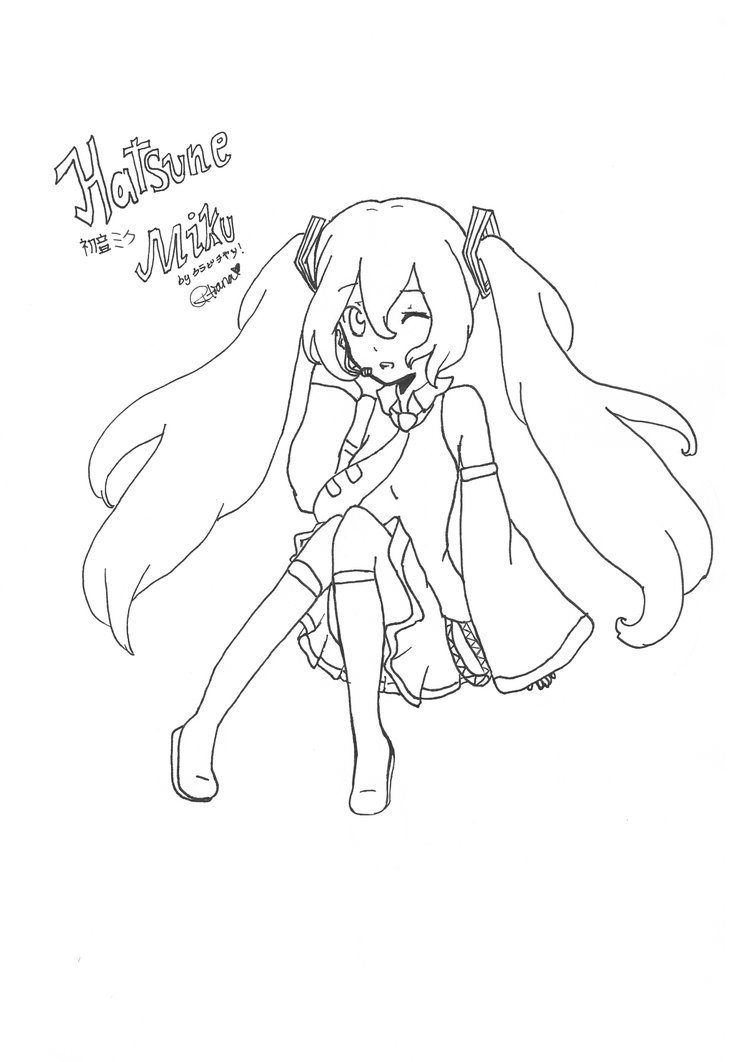 Printable hatsune miku coloring page