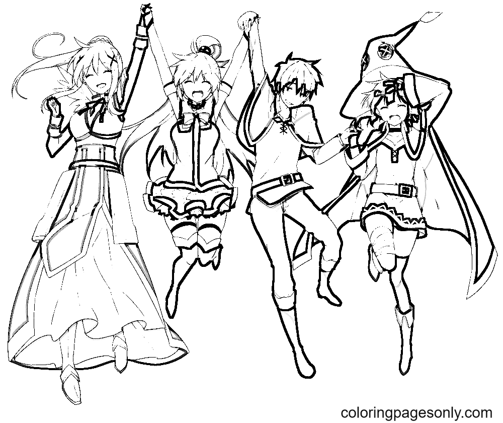 Konosuba coloring pages printable for free download