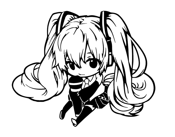 Miku chibi vocaloid coloring page