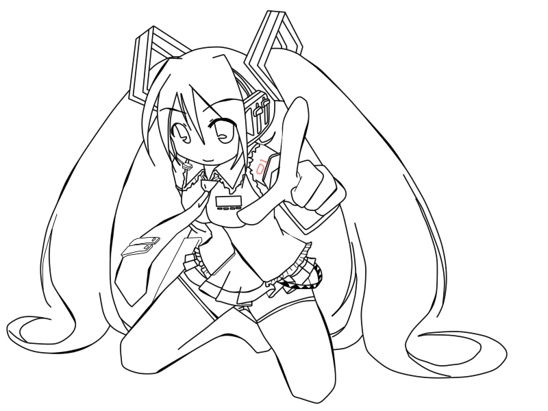 Lineart vocaloid miku hatsune by thebl on