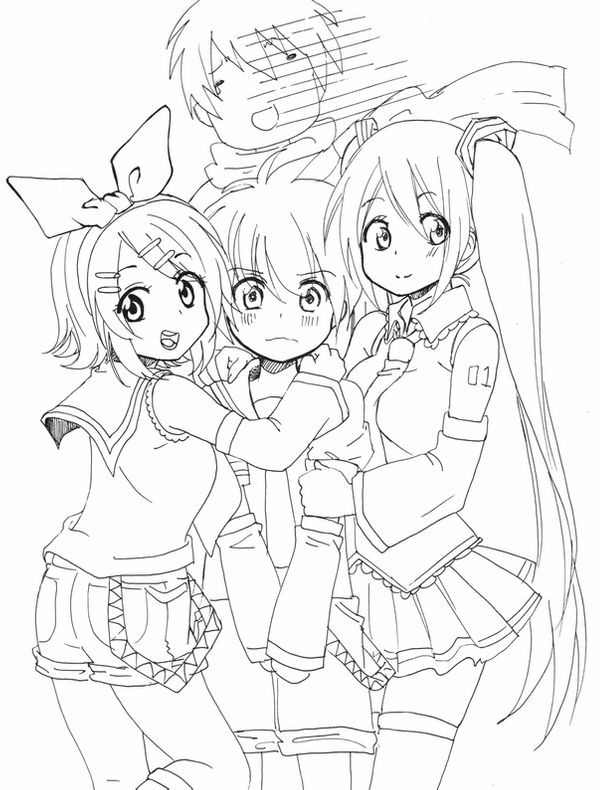 Doodle vocaloid lineart by irask on deviantart manga coloring book cute coloring pages coloring pages