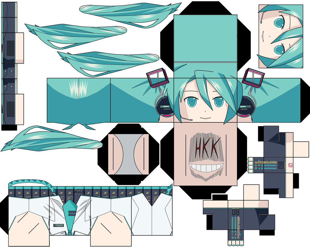 Hatsune miku from chibi miku san paper toy free printable papercraft templates