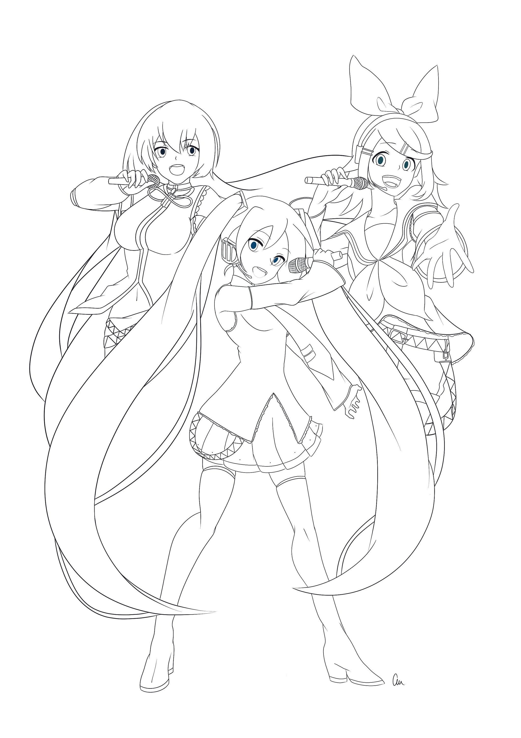 Vocaloid coloring page digital download