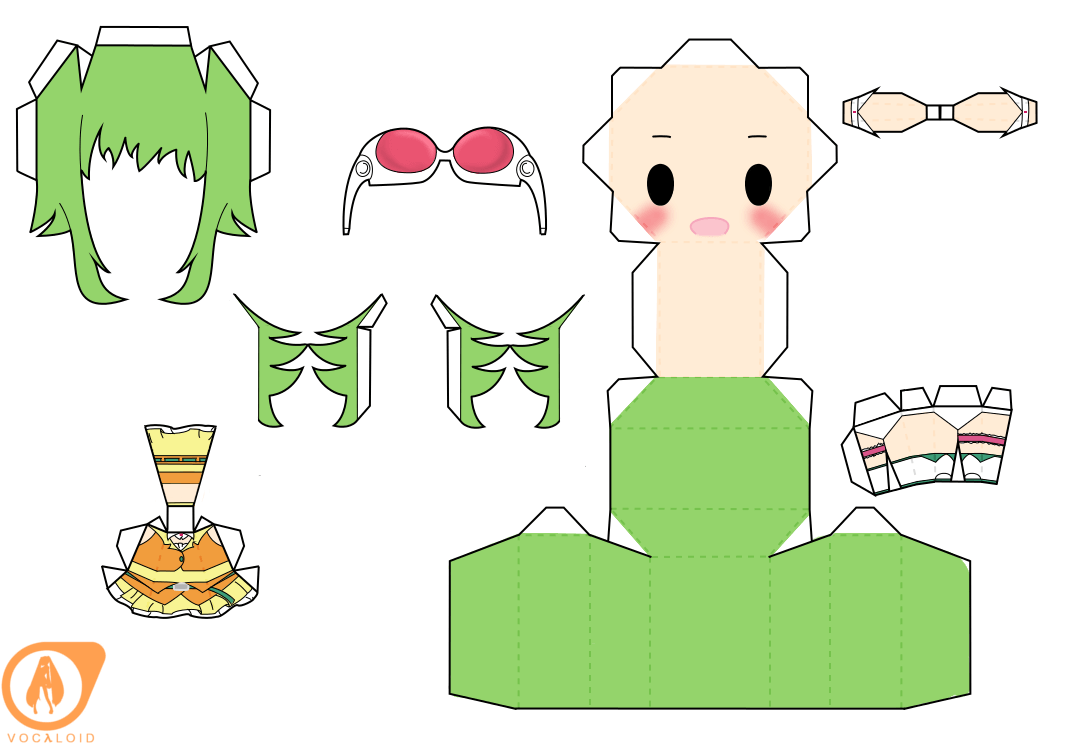 Gumi chibi doll free printable papercraft templates