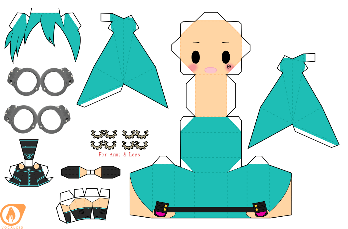 Miku hatsune factory tyrant chibi doll free printable papercraft templates