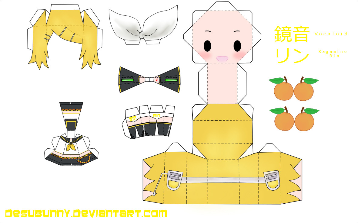 Hatsune miku papercraft kagamine rin vocaloid papercraft