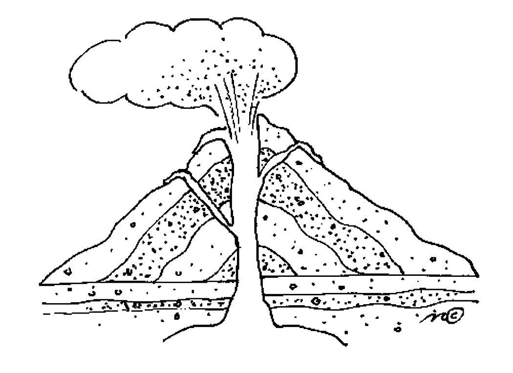 Online coloring pages the coloring the volcano volcano