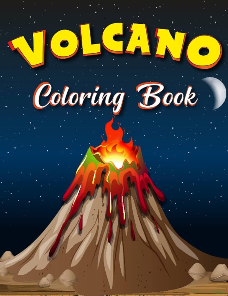 Volcano coloring book for kids ages