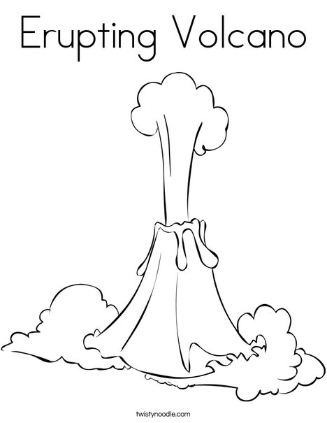 Erupting volcano coloring page