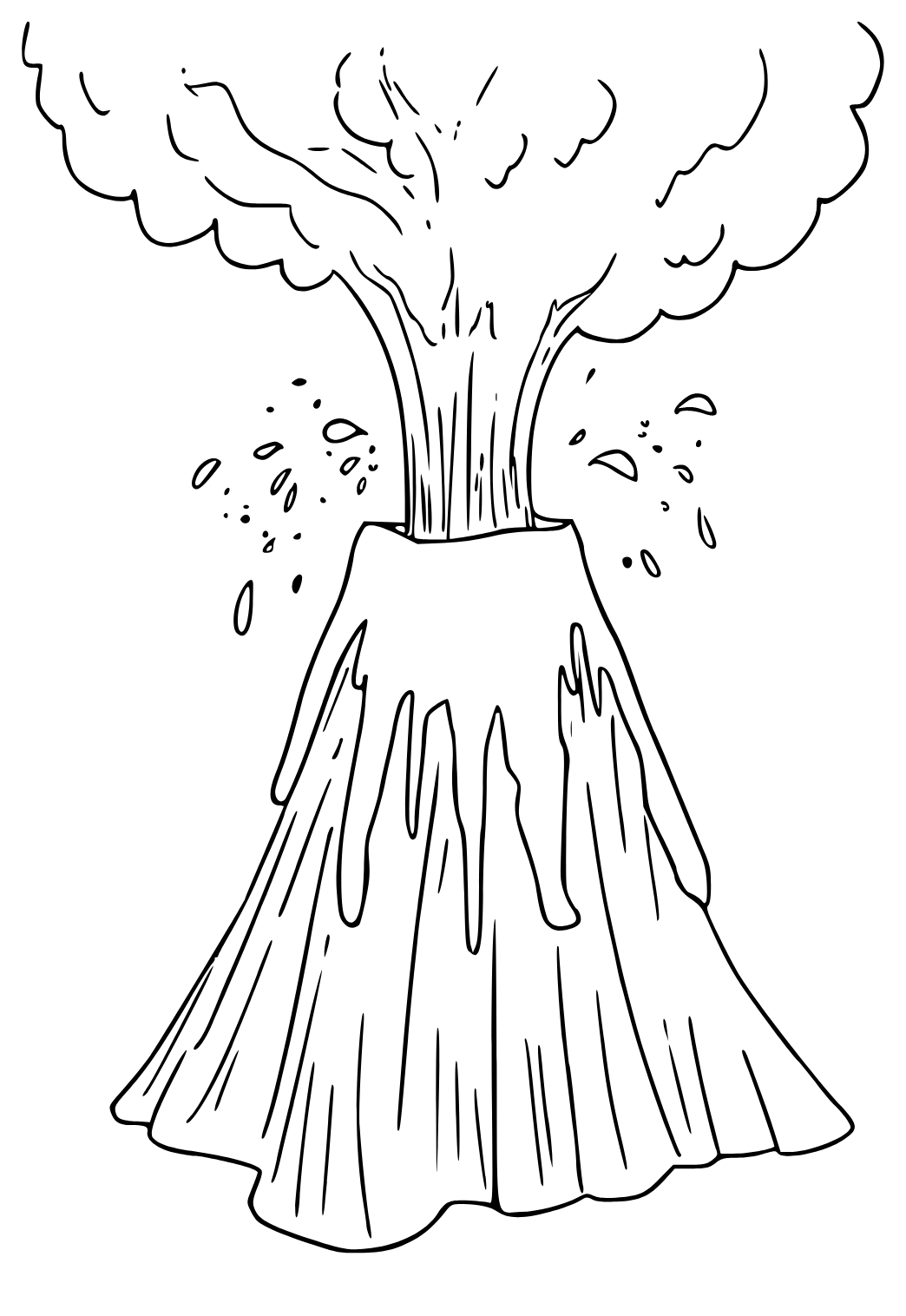 Free printable volcano magma coloring page for adults and kids