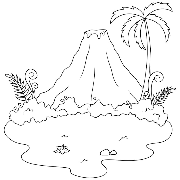 Volcano coloring vectors illustrations for free download