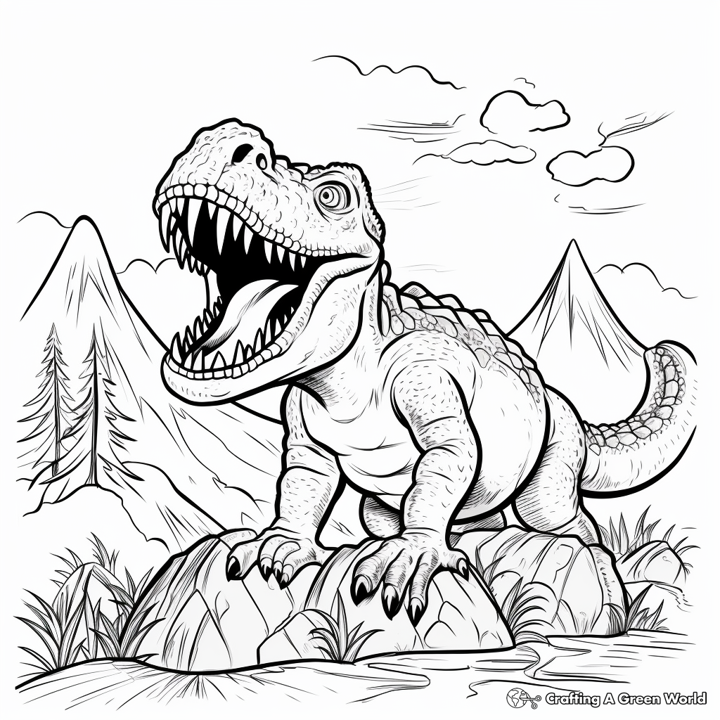 Dinosaur volcano coloring pages