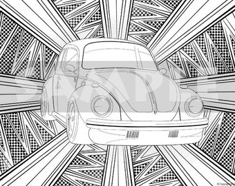 Vw beetle colouring page digital download