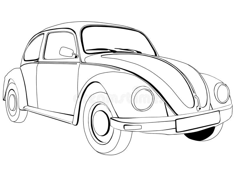 Coloring pages to print volkswagen type stock illustration