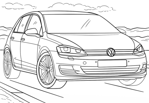 Volkswagen golf coloring page free printable coloring pages