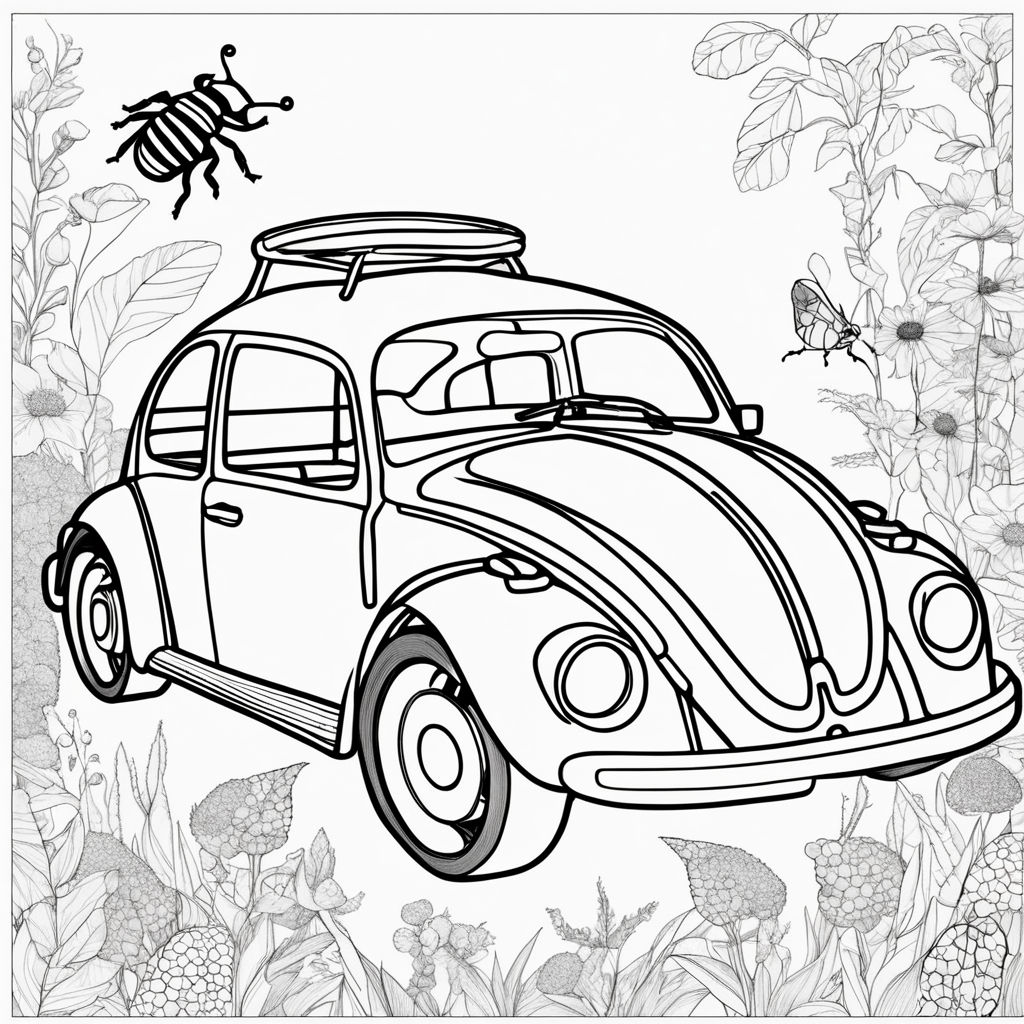 Create a page from a coloring book for kids carros