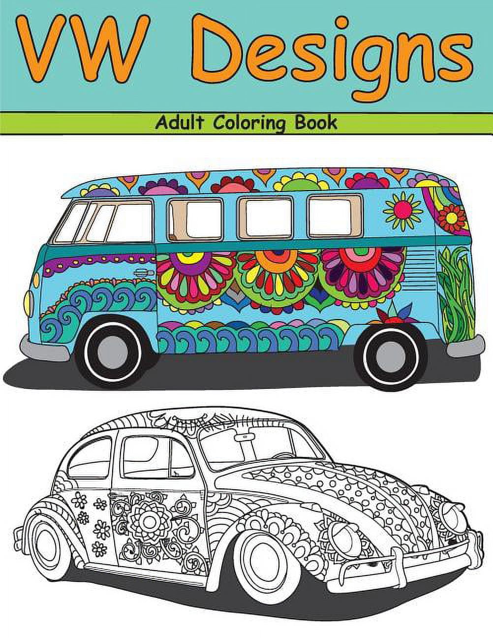 Vw designs a groovy adult coloring book paperback