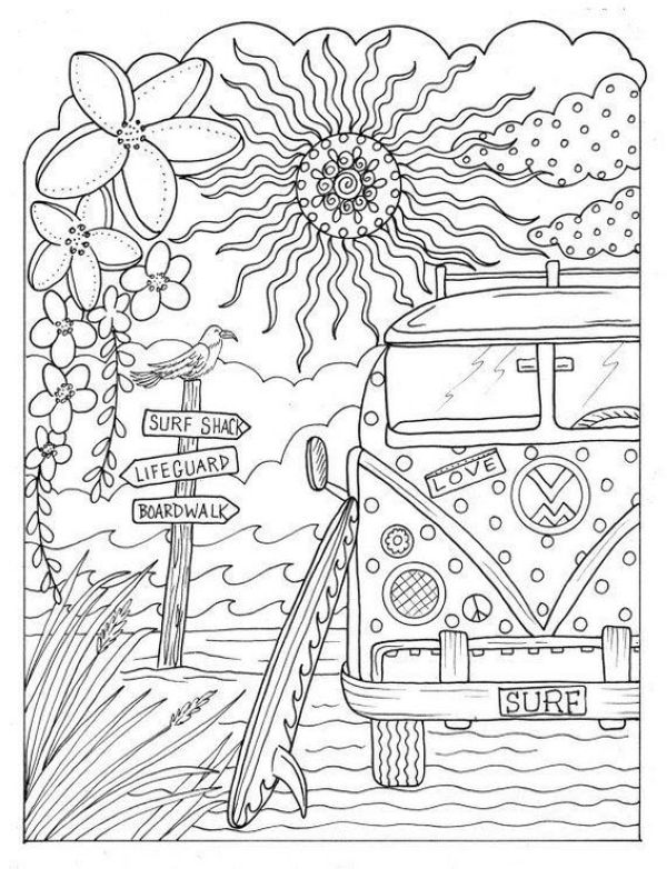 Vw bus coloring pages printable pdf