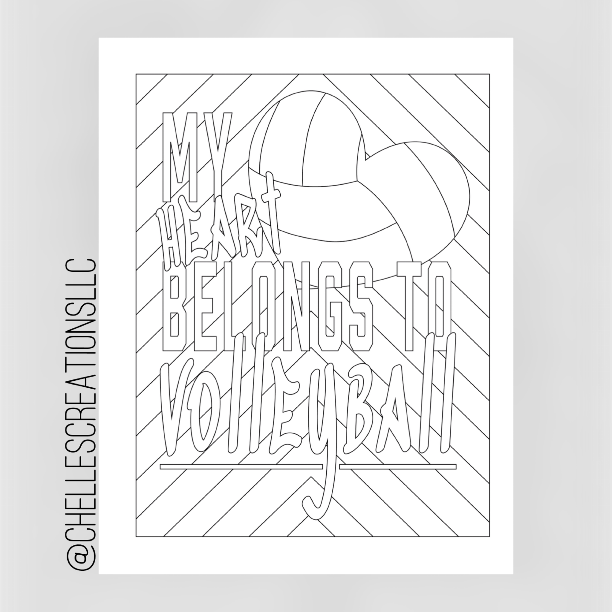 Volleyball coloring book for teens and adults chelles creations llc