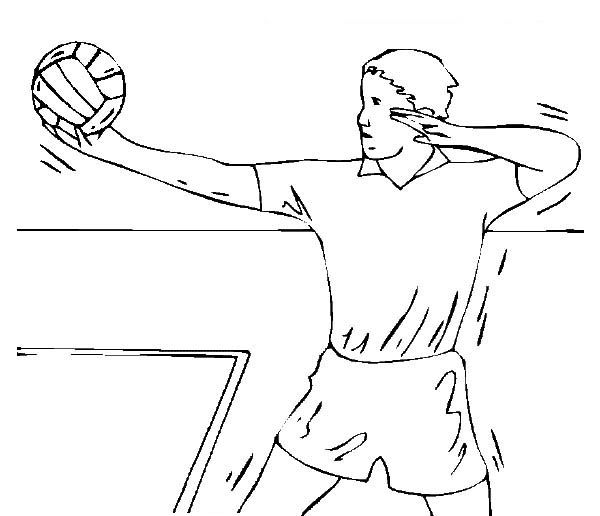 Male volleyball player ready for service coloring page