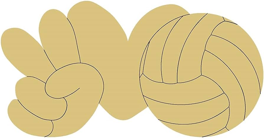 Peace love volleyball design by lines cutout unfinished wood sports dãcor coloring book america door hanger everyday mdf shape canvas style art