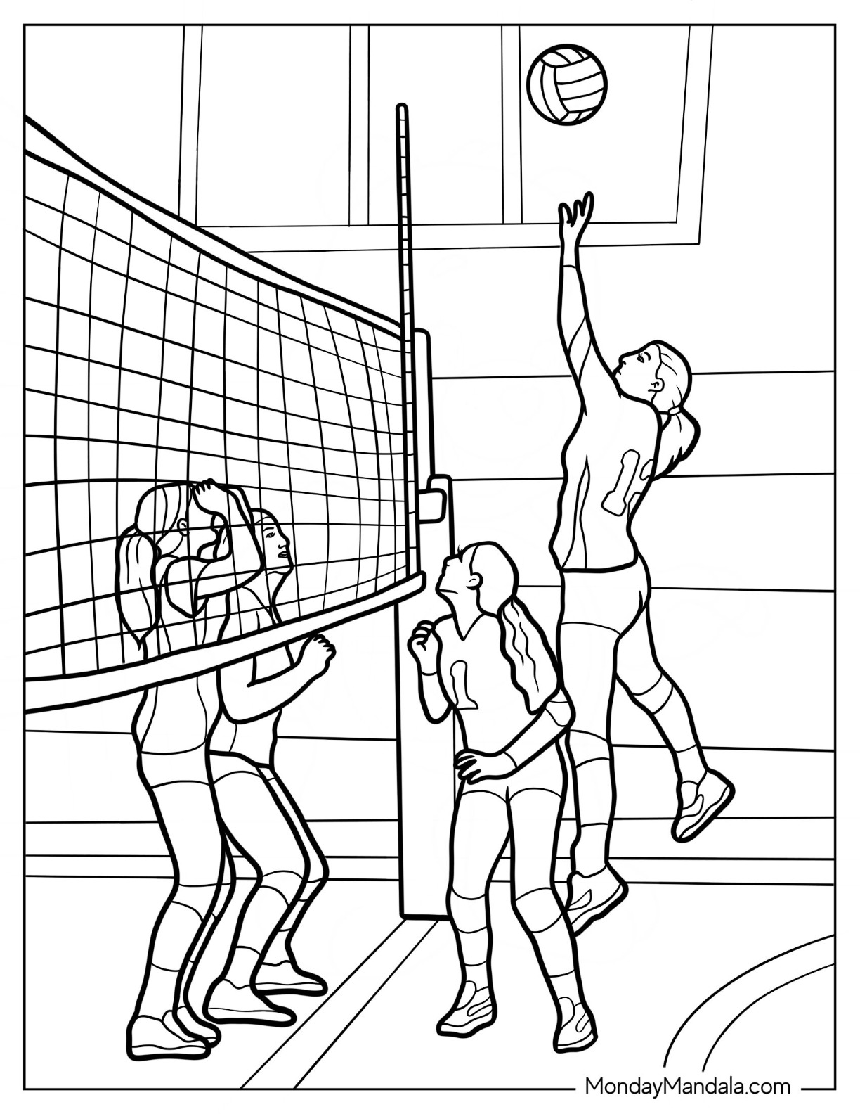 Volleyball coloring pages free pdf printables