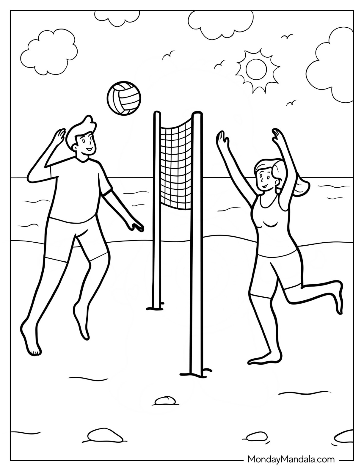 Volleyball coloring pages free pdf printables