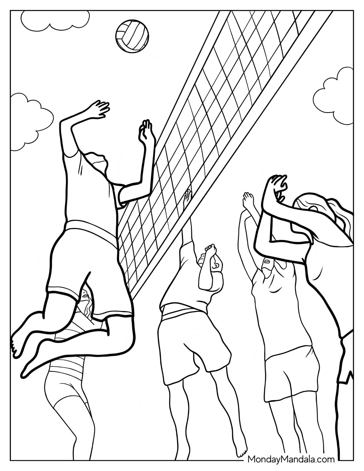 Volleyball coloring pages free pdf printables