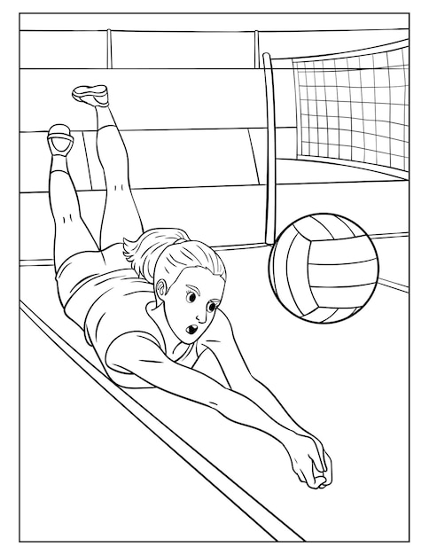 Premium vector volleyball coloring page for kids