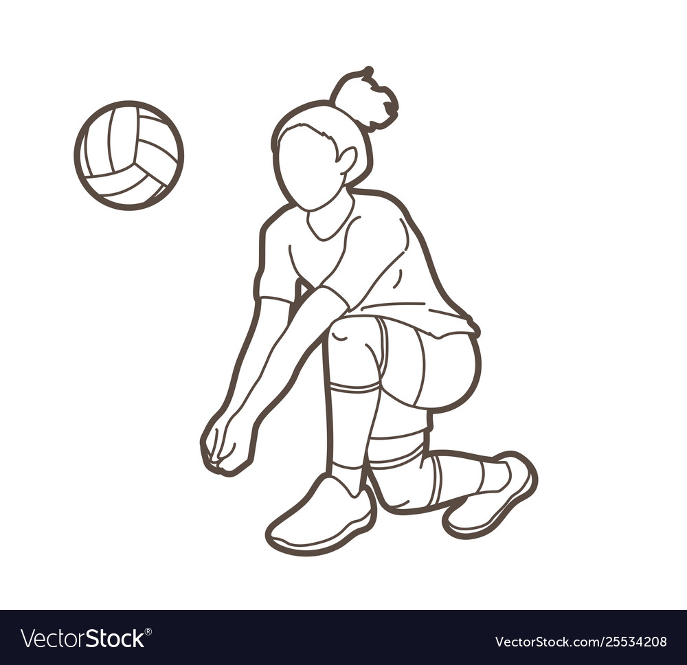 Woman volleyball player action cartoon graphic vector image