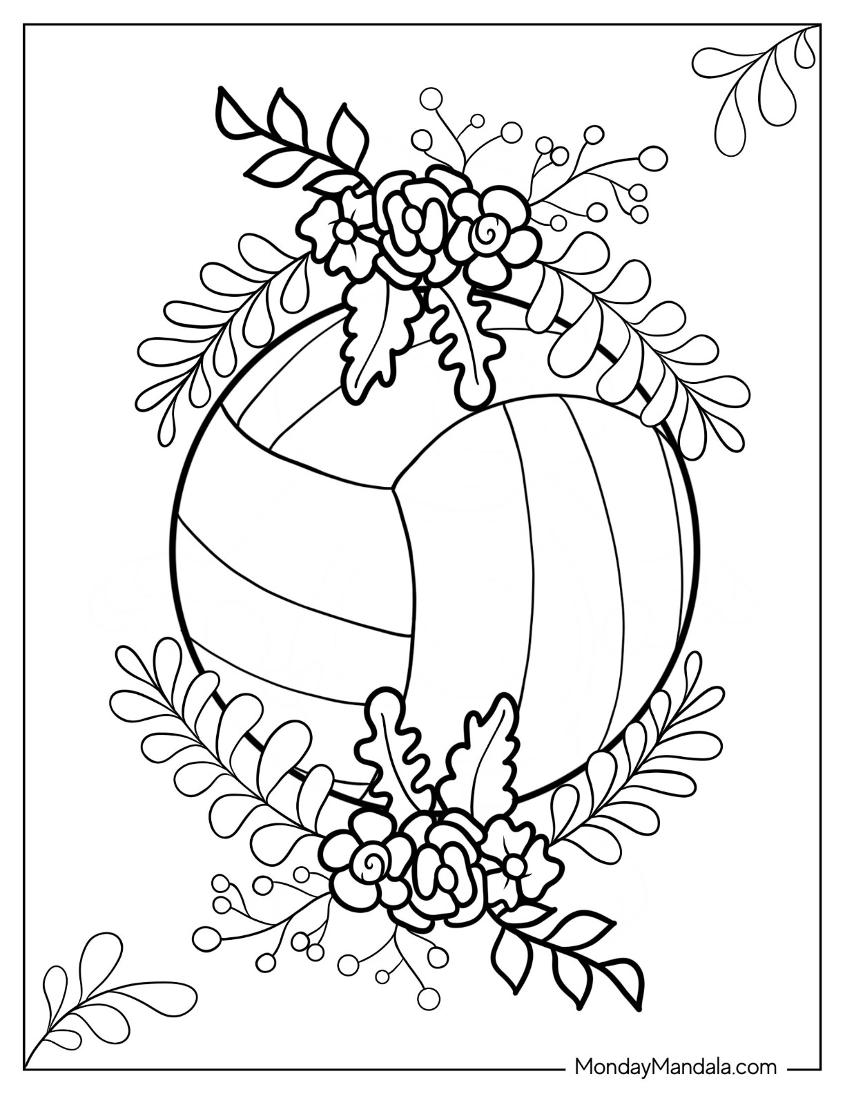 Volleyball coloring pages free pdf printables